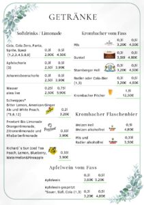 Speisekarte Forsthaus Jägersburg Einhausen