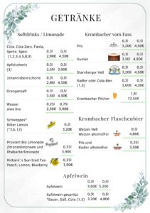 Speisekarte Forsthaus Jaegersburg